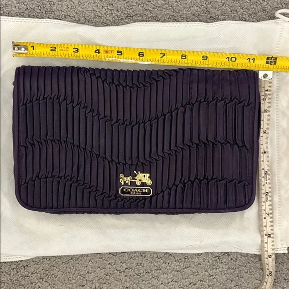 Coach Madison Gathered Dark Purple Pleated Clutch - Picture 2 of 10